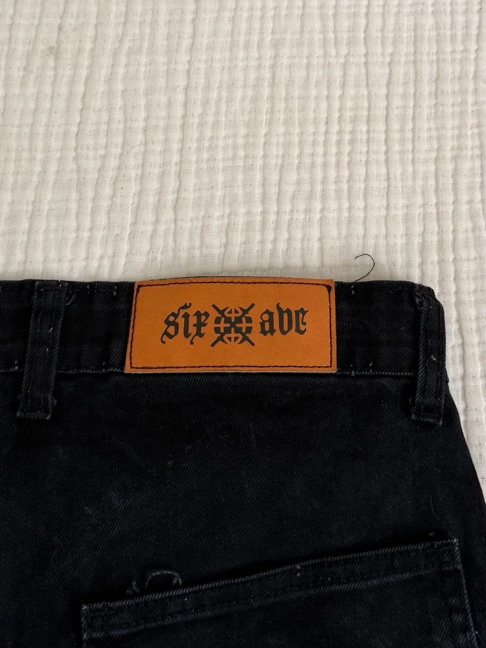 Vintage Y2K Black Denim Cargo Carpenter Shorts 6th Ave Double Knee